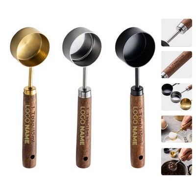 15ML Stainless Steel Coffee Scoop with Wood Handle