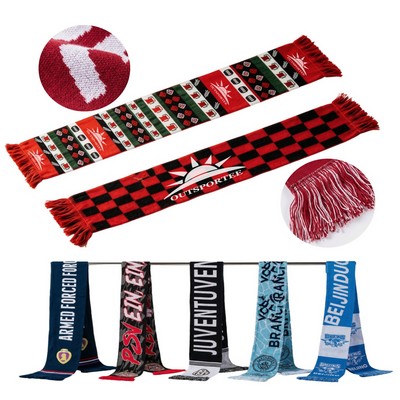 Jacquard Acrylic Knit Scarf with Tassels