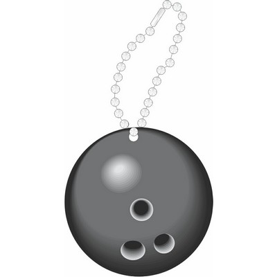 Gray Bowling Ball Promotional Key Chain w/ Black Back (3 Square Inch)