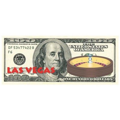 Vegas Roulette Table On $100 Bill Maxi Magnet (12 Square Inch)