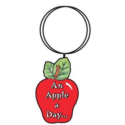 Apple w/ Daily Apple Slogan Keychain w/Mirrored Back (2 Square Inch)