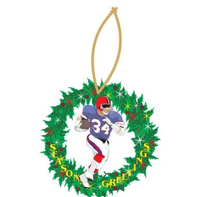 Football Player Promotional Wreath Ornament w/ Black Back (2 Square Inch)
