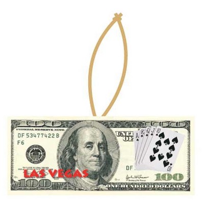 Las Vegas Royal Flush $100 Bill Ornament w/ Black Back (10 Square Inch)
