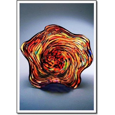 Kaleidoscope Lantern Art Glass Bowl w/ Marble Base (8.5"x6.5")