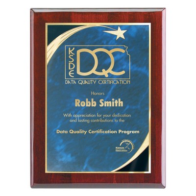 Plaque - 8"x10" Piano Wood Finish Wall Plaque with Blue Star Achievement Plate (6"x8")