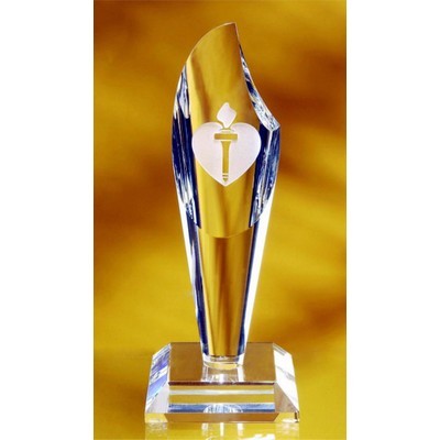 Burning Torch Optic Crystal Award (3½"x 8¾")