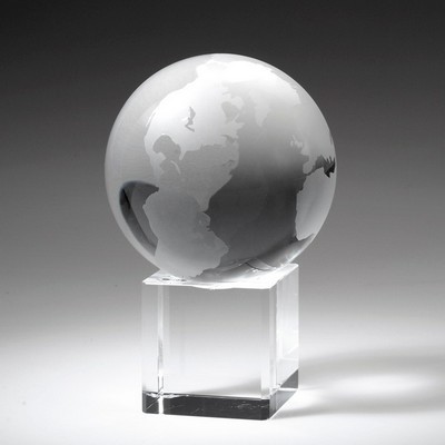 6" Crystal Globe on Cube Trophy Award