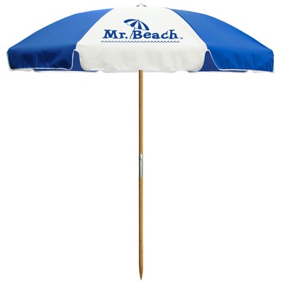 US Made 7 1/2' Beach Umbrella w/Hardwood Pole and Fiberglass Canopy Ribs