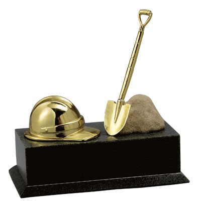 Hand Painted Resin Construction Trophy on Cast Stone Base (6" x 6" x 3")