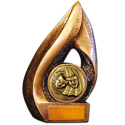 Stock Flame 7" Trophy with 2" Drama Coin, Engraving Plate