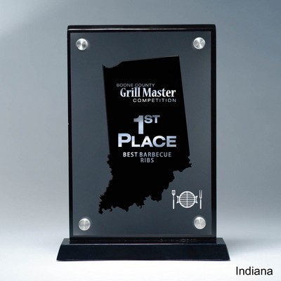 Frosted Lucite IN State Cutout on Risers Award