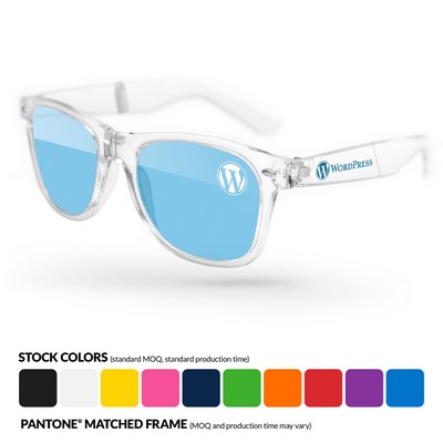 Clear Foldable Retro Tinted Glasses W/ 1-Color Temple Imprint