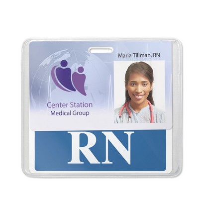 Horizontal Badge Buddies Vinyl Badge Holder/Card Holder, 3.85" x 3.38"