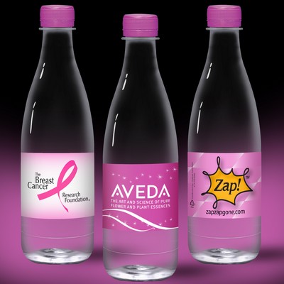 16.9 Oz. Full Color Label, Clear "Glastic" Bottle w/Fuchsia Pink Cap