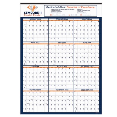 Non-Laminated Wall Calendar w/Tinning on Top (19"x26")