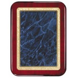 Rosewood Piano Finish Plaque with Blue Plate, 8 x 10"