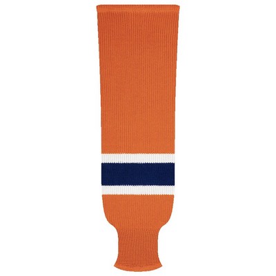 Edmonton Pro Series Orange Socks w/White & Blue Stripes