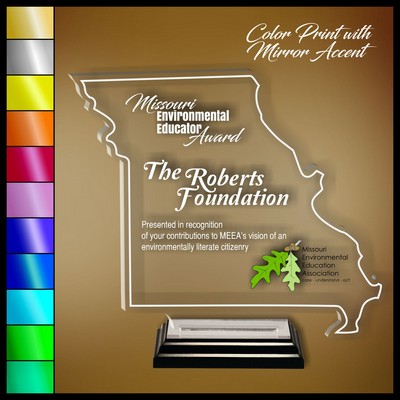 12" Missouri Clear Acrylic Award with Color Print and Mirror Accent