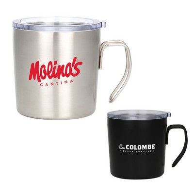 12 Oz. Prospector Stainless Steel Mug w/Clear Lid