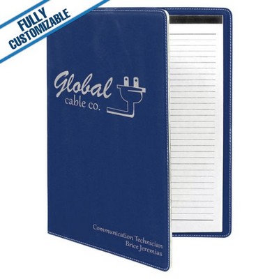 Blue & Silver Leatherette - 9.5X12" Portfolio With Notepad