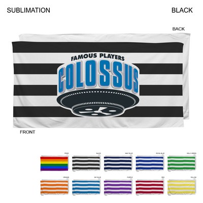 Cabana Stripe Sublimated, Heavier Weight, Plush Velour Terry Cotton Blend Beach Towel (30"x60")