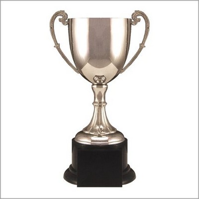 Nickel Plated Loving Cup Trophy 15 1/2" H