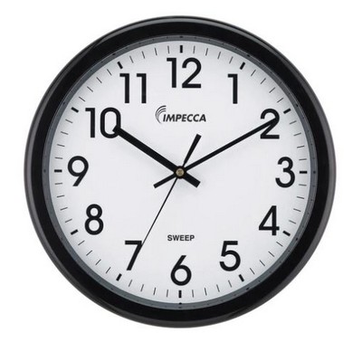 Impecca 12" Quiet Movement Wall Clock Black