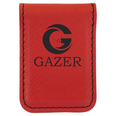 1 3/4" x 2 1/2" Red Leatherette Money Clip