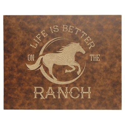 12" x 18" Rustic/Gold Leatherette Wall Decor with Sawtooth Hanger