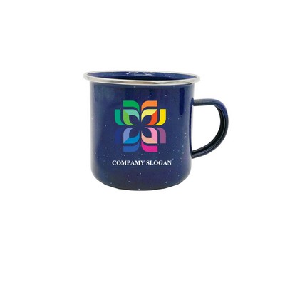 12oz Blue Camping Mug with Silver Rim