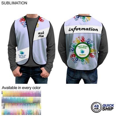 48 Hr Quick Ship - Domestic Made Poplin Vest, Fully Sublimated Front And Back, Uniform Vest