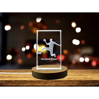 Handball Player 3D Engraved Crystal Trophy Award - Gift for Champions and Coaches