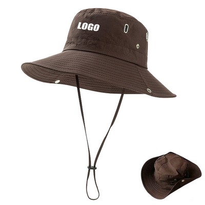 Convertible Cowboy Fisherman Bucket Hat Wide Brim UPF 50+ Sun Protection Safari Cap Foldable