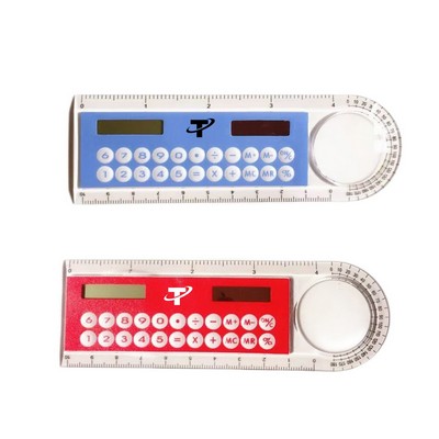 Multifunction Ruler with Solar Calculator Magnifier