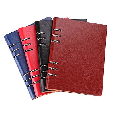 Refillable PU Leather 6-Ring Portfolio Binder