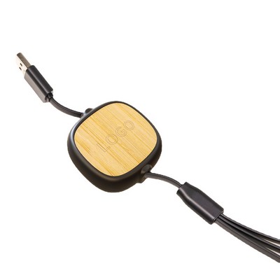 3 in1 Bamboo Retractable Charging Cable