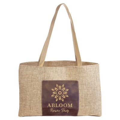 Burlap Bag with Leatherette Gusset