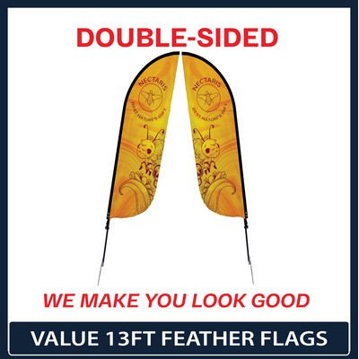 Value 13' Feather Flag - Double Sided w/Spike Base and Carry Bag