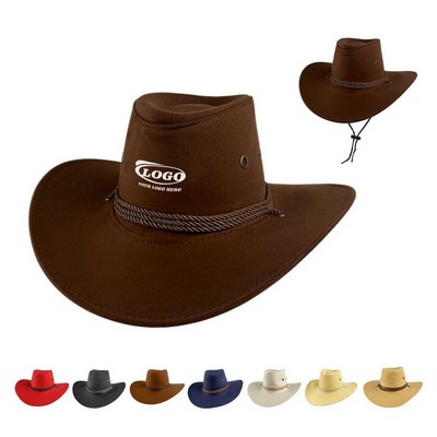 Faux Felt Leather Western Cowboy Hat