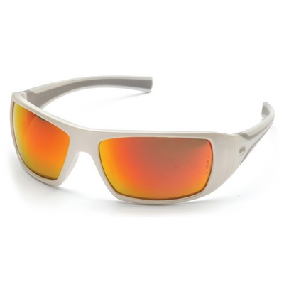 Goliath Safety Glasses, White Frame with Mirrored Lens