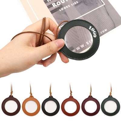 Vintage Leather Necklace Magnifier For Seniors Reading