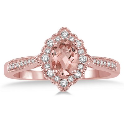 Jilco Inc Morganite And Diamond Ring - Size 6
