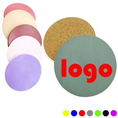 Round Absorbent Stone Coaster w/Cork Backing