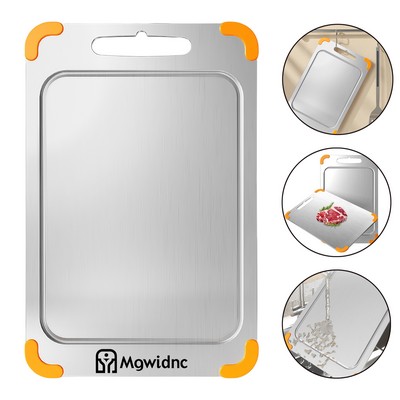 Double-Sided 316 Stainless Steel Cutting Board with Non-Slip Silicone Feet