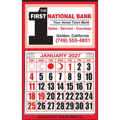 "H" Pad Red Border Apron Calendar