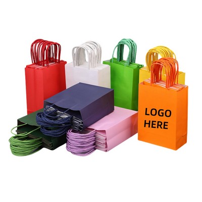 Colored Kraft Paper Gift Bags With Handle For Store Shopping