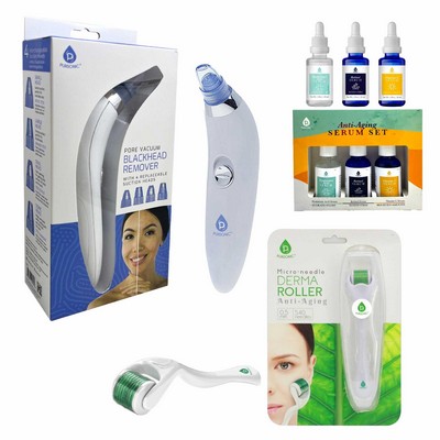 Pursonic Ultimate Rejuvenation Bundle: Derma Roller, Pore Vacuum Blackhead Remover, Anti-Aging Serum
