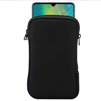Neoprene Cell Phone Pouch with Zippered/Neck Strap