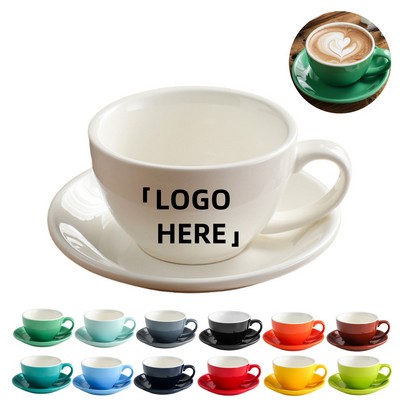 10Oz Ceramic Coffee Cup And Saucer