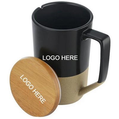 Two Tone Ceramic Mug With Lid 15 Oz.